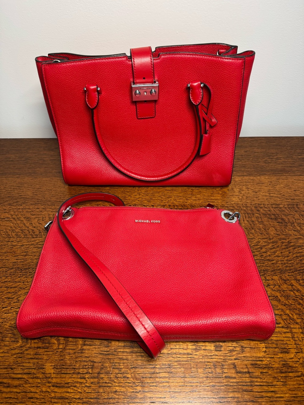 NWOT Michael Kors Studio Bond Two Way Pebbled Leather Satchel w/Crossbody